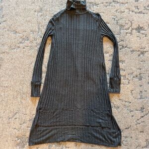 Free People Gray Ribbed Turtleneck Long Sweater